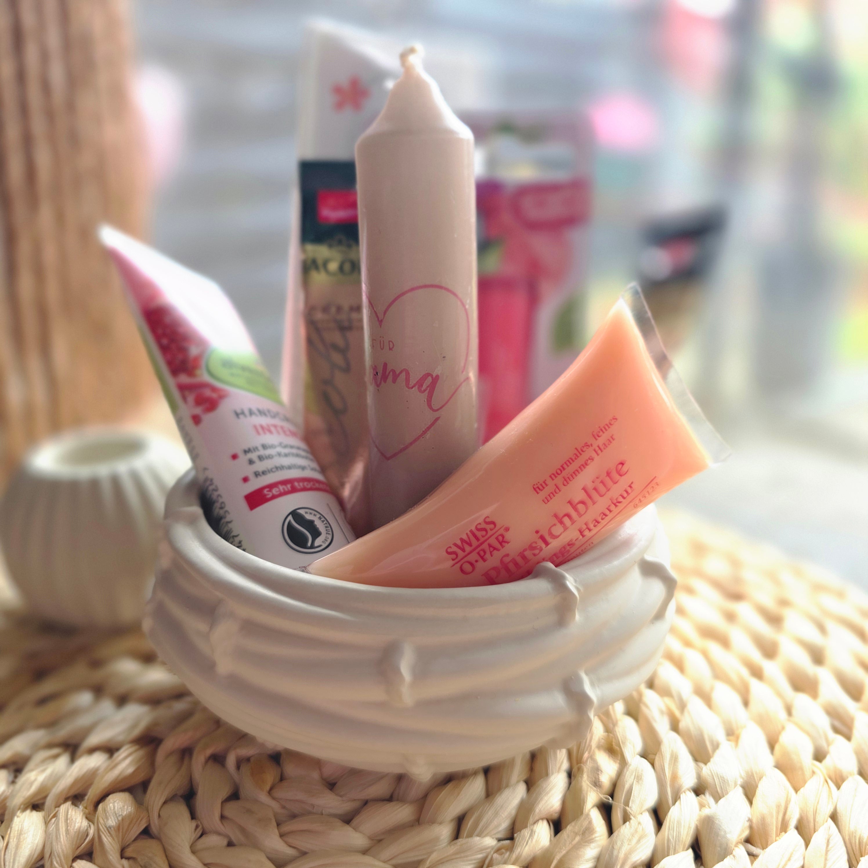 Muttertag Geschenkset – Schale in Orange mit Kosmetik