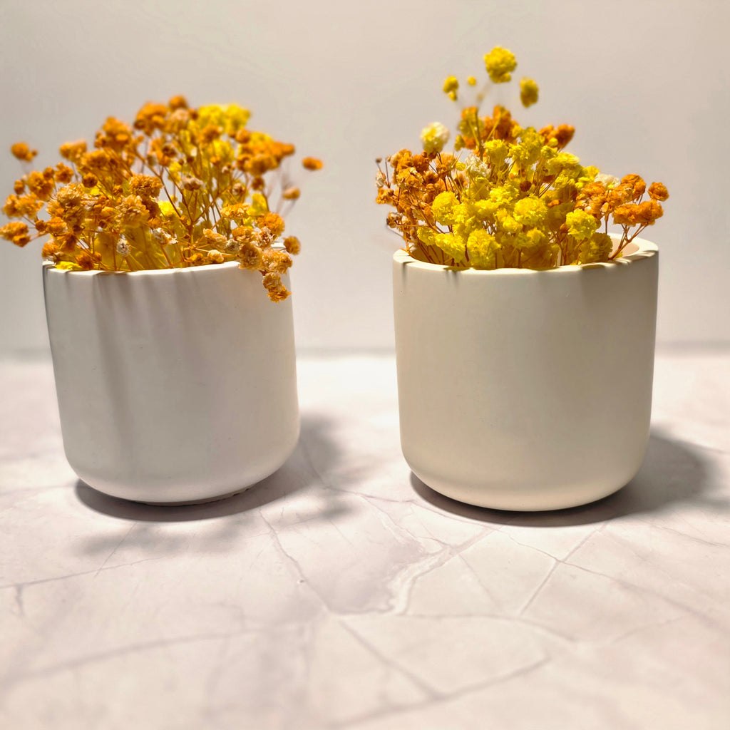 Handgefertigte minimalistische Gipsvase für Trockenblumen – Sweetly Crafted by Maja