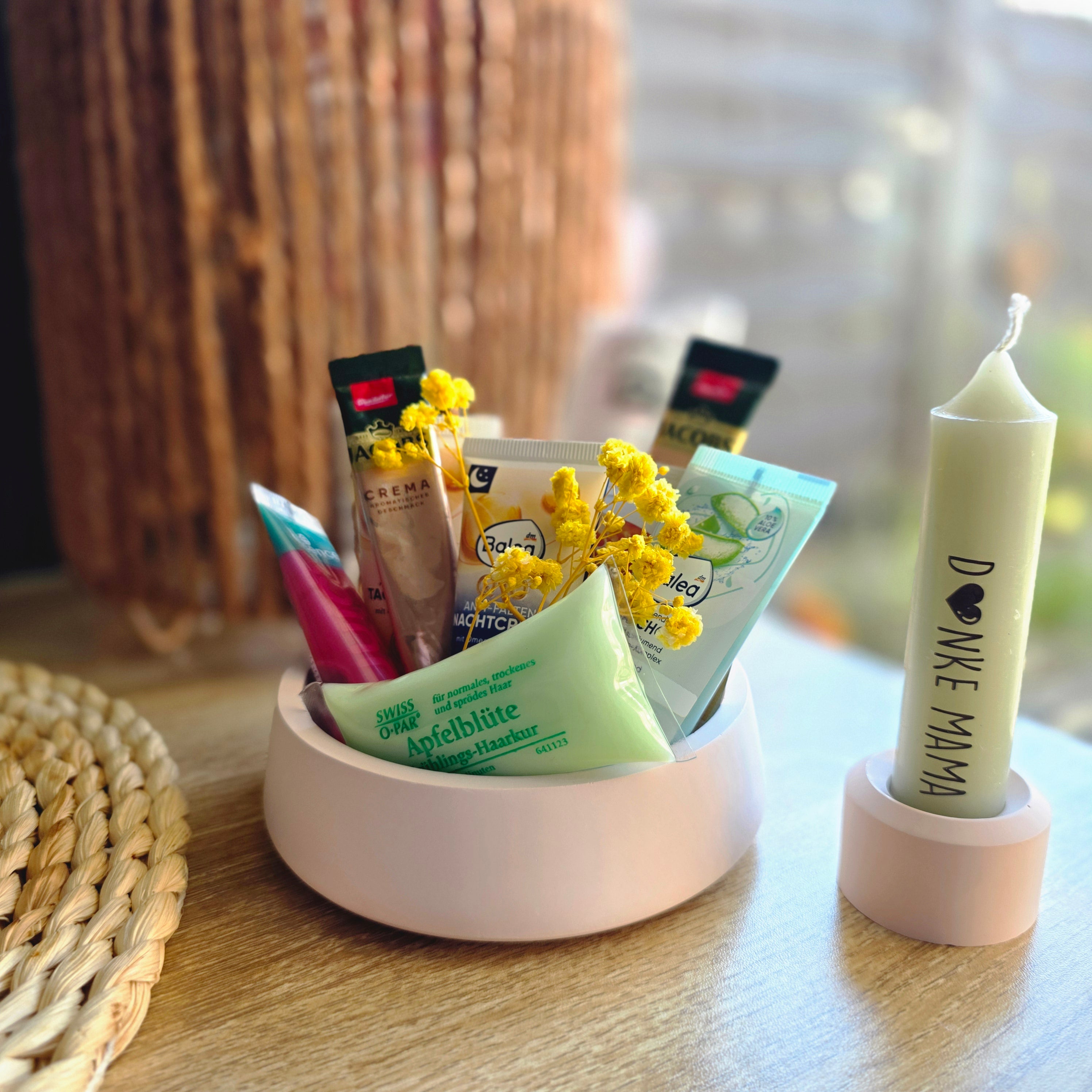 Muttertag Geschenkset – Rosa Schale Danke Mama mit Kosmetik