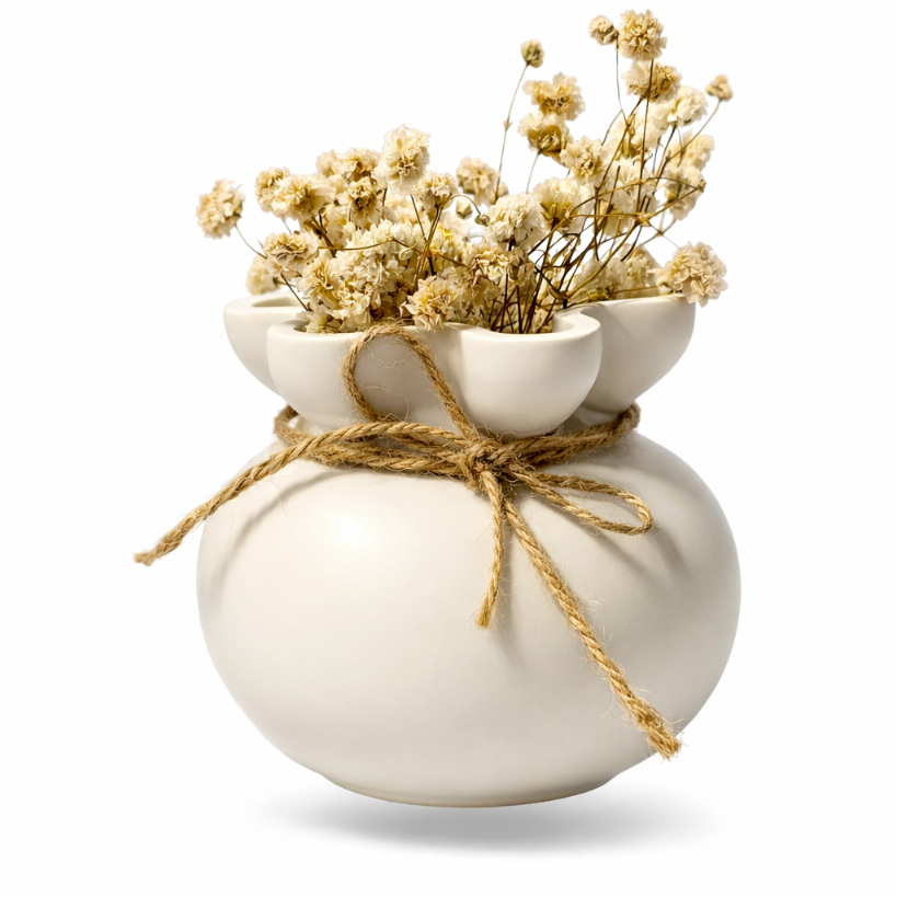 Romantische Dekovase mit Trockenblumen
