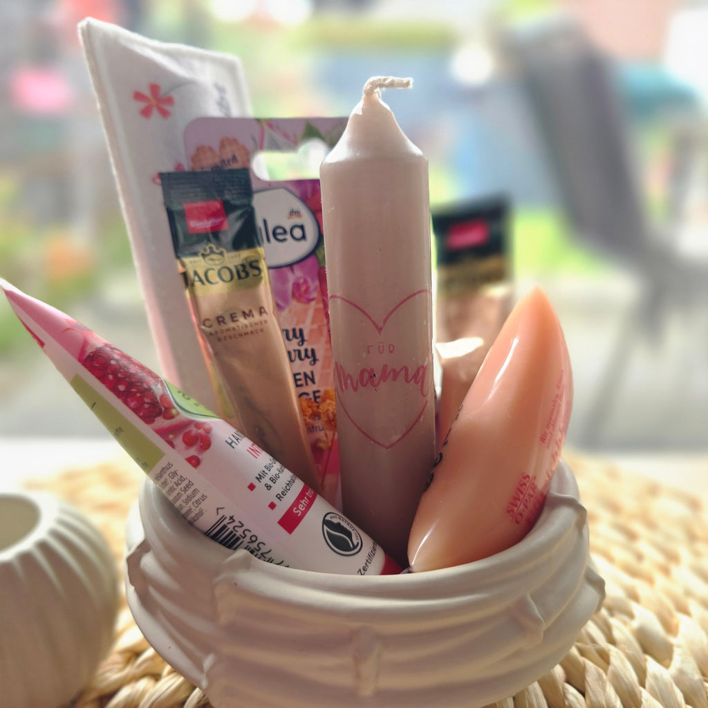 Muttertag Geschenkset – Schale in Orange mit Kosmetik