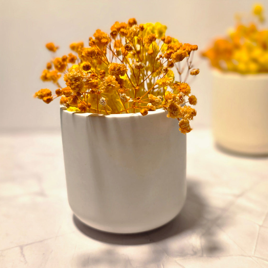 Handgefertigte minimalistische Gipsvase für Trockenblumen – Sweetly Crafted by Maja