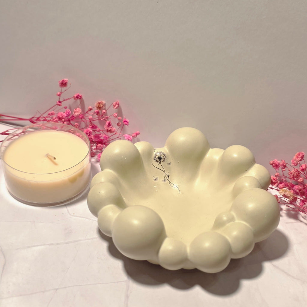Handgefertigter Bubble-Kerzenhalter Blume aus Gips – Sweetly Crafted by Maja
