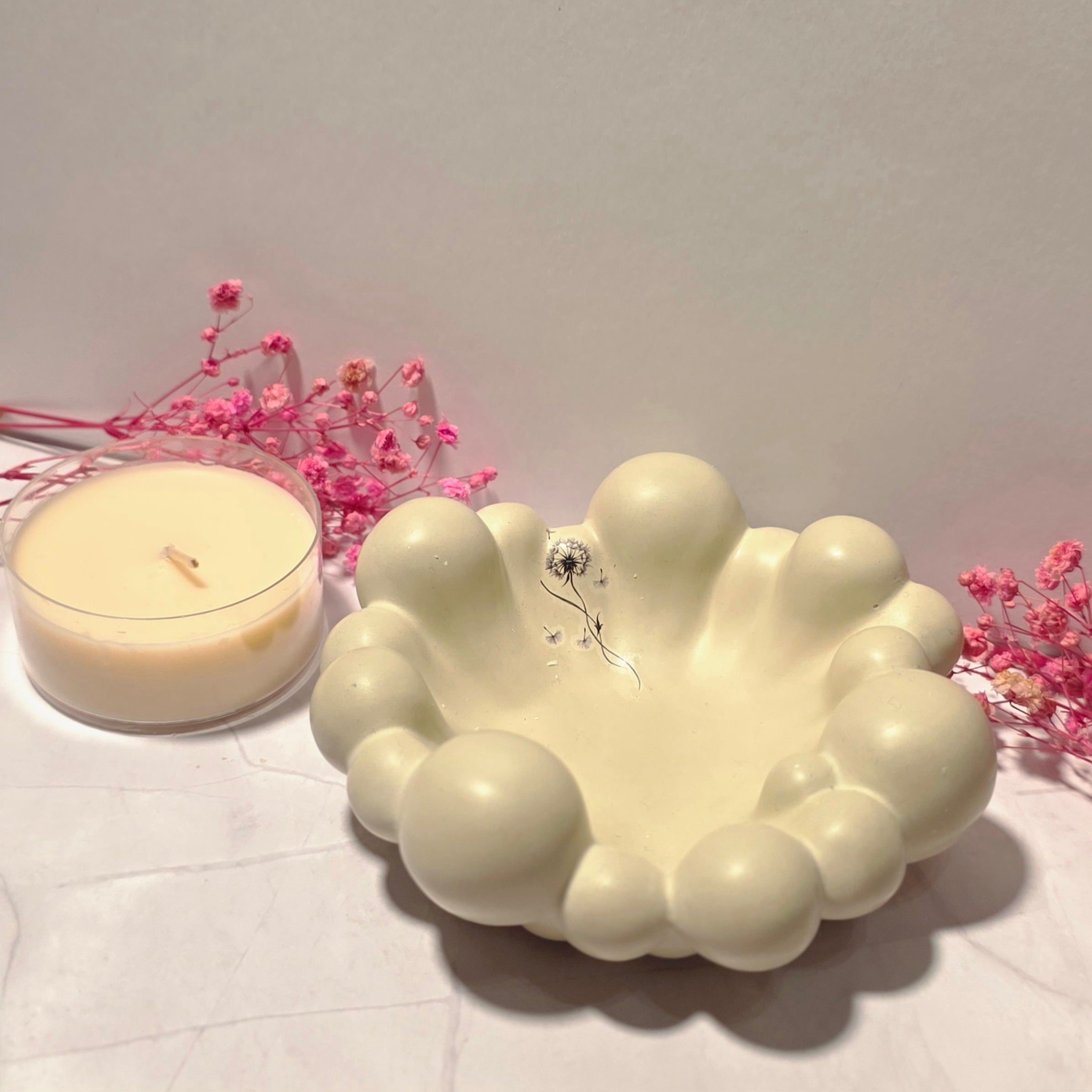 Handgefertigter Bubble-Kerzenhalter Blume aus Gips – Sweetly Crafted by Maja