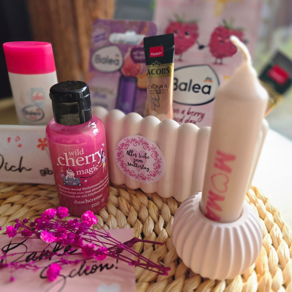 Muttertag Geschenkset – Rechteckige Schale Danke mit Kosmetik & Kaffee