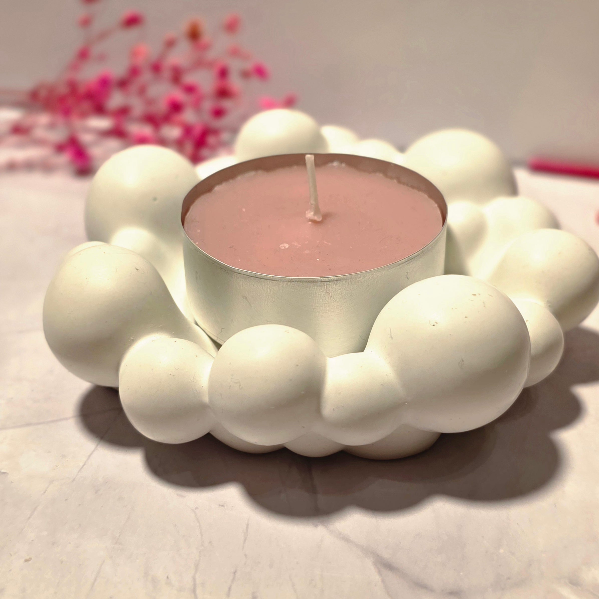 Handgefertigter Bubble-Kerzenhalter Blume aus Gips – Sweetly Crafted by Maja